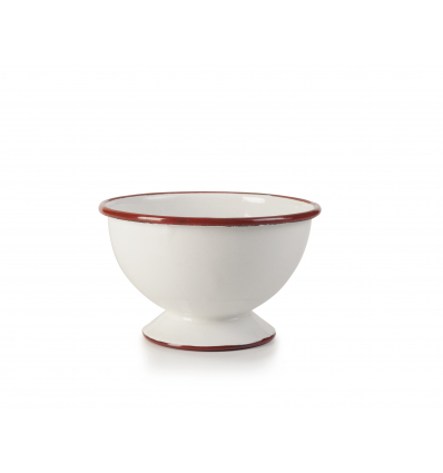 Bowling rond avec en acier blanc en acier blanc vitrifié avec un bord rouge "Bordeaux". Dimensions: Ø 12 cm. 909512 Ibili (12 un