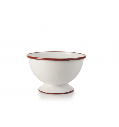 Rundes Bowling mit weißem weißem, weißem, gegliedertem, mit "Bordeaux" rotes Kanten gegliedert. Abmessungen: Ø 12 cm. 909512 IBI