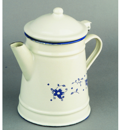 Cafetera cónica acero esmaltado vitrificado Blanco con decoración Azul "Sena"". Dimensiones: 100 cl.. 918710 IBILI (6 unidades)