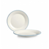 Plato para postre acero esmaltado vitrificado Blanco con borde Azul claro "Versalles". Dimensiones: Ø 18 cm.. 920018 IBILI (6 un