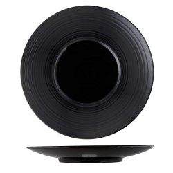 Plato hondo porcelana Negro brillo y ala mate Vulcanus Ø25 cm. ROSENHAUS 01010464 (6 unidades)