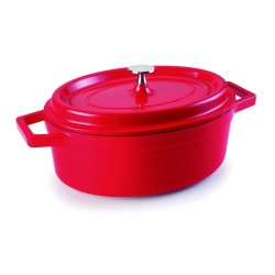 Cocotte Ovalada Aluminio Fundido 26x20 cm | Roja | Lacor 25927
