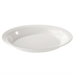 Plato hondo de policarbonato apto para lavavajillas y microondas. Dimensiones: Ø 18,5 cm, altura 4,5 cm. PUJADAS P920002 (1 unid