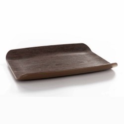 Bandeja rectangular grastronorm GN 1/2 de melamina imitación madera oscura "Natural". Dimensiones: 32,5 x 26,5 cm, altura 4 cm. 