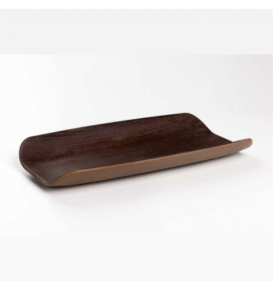 Bandeja rectangular grastronorm GN 1/3 de melamina imitación madera oscura "Natural". Dimensiones: 32,5 x 17,6 cm, altura 4 cm. 