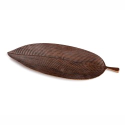 Bandeja en forma de hoja imitación madera oscura "Natural". Dimensiones: 37,5x15 cm, altura 2 cm. PUJADAS P22325 (1 unidad)