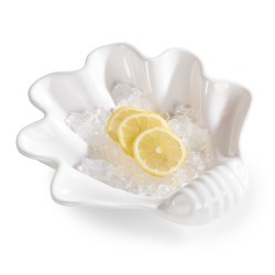 Fuente con forma de concha de melamina Blanco "Shell Marine". Dimensiones: 28,5x27,5 cm, altura 7 cm. PUJADAS P22358 (1 unidad)