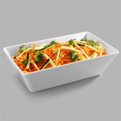 Bandeja rectangular honda de melamina Blanco "Sharing". Dimensiones: 25x15, altura 7 cm. PUJADAS P22164 (1 unidad)