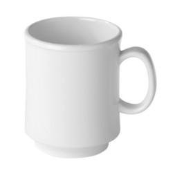 Taza mug aplilable melamina Blanco "Complet". Dimensiones: Ø 7,5 cm, altura: 10 cm. Capacidad: 30 cl. PUJADAS P22118 (12 unidade