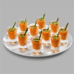 Plato de presentación de melamina Blanco "Venus". Dimensiones: Ø 31 cm, altura 2 cm. PUJADAS P22090 (1 unidad)