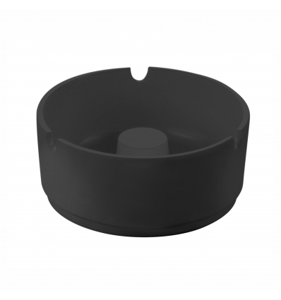 Cenicero redondo de melamina Negro mediano. Dimensiones: Ø 10 cm, altura 4,5 cm. PUJADAS P22036 (6 unidades)