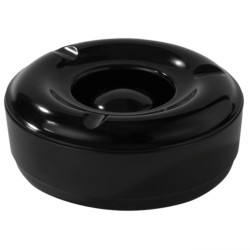 Cenicero redondo con tapa de melamina Negro. Dimensiones: Ø 14,5 cm, altura 6 cm. PUJADAS P22030 (6 unidades)