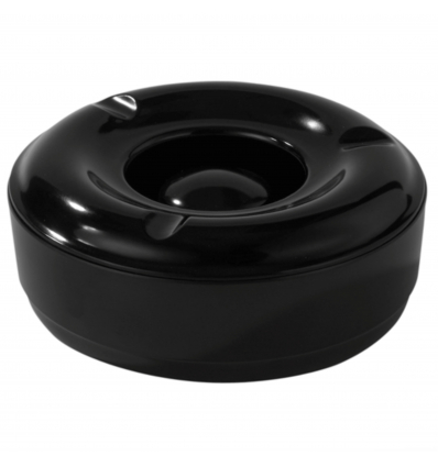 Cenicero redondo con tapa de melamina Negro. Dimensiones: Ø 14,5 cm, altura 6 cm. PUJADAS P22030 (6 unidades)