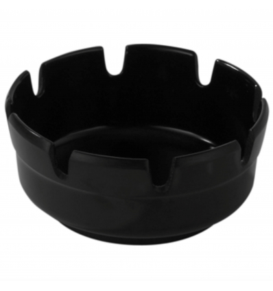 Cenicero redondo de melamina Negro alto. Dimensiones: Ø 10 cm, altura 5 cm. PUJADAS P22031 (6 unidades)