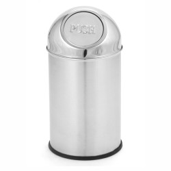 Papelera de sobremesa inox con tapa push 21 cm