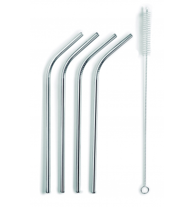 SET 4 PAJITAS INOX 21.5CM CON LIMPIADOR LACOR 63131