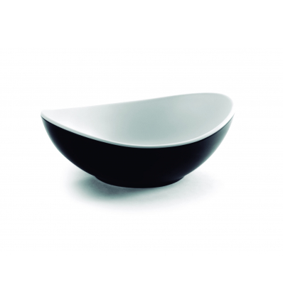 Bol oval de melamina Blanco y Negro "Fuji". Dimensiones 18x13x6 cm. LACOR 63171 (6 unidades)