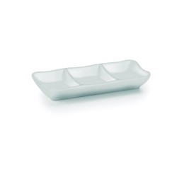 Bol rectangular con tres compartimentos para salsas de melamina "LacorWhite". Dimensiones 19X8X3. LACOR 63280 (6 unidades)