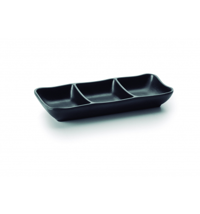 FUENTE 3 SALSAS MELAMINA BLACK 19X8X3 CM LACOR 63380