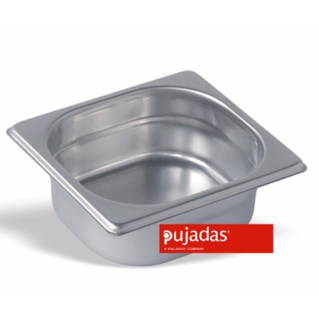 Six units of PUJADAS P132001 GN bucket 1/3 depth 20 cm stainless steel 18/10 7.3 l.