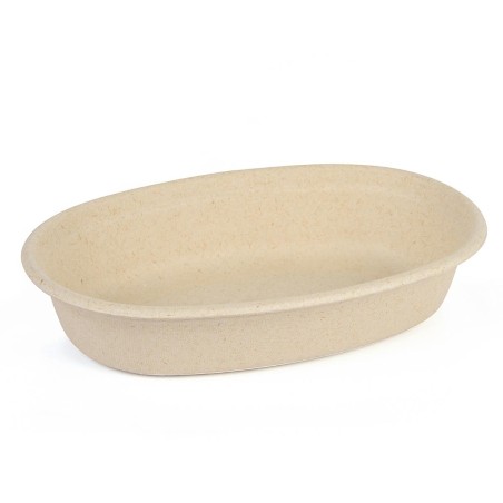 PAPERLYNEN NAT BIO - Blister 50 Plateaux Ovales Canne Sucre 0,65L - 20X13X4Cm 8110011