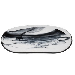 Bandeja oval vidrio Negro Altas Alabaster 35x20 ARDACAM 8405 WHITE (Seis unidades)