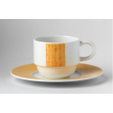 Glubel taza café/leche 14 cl blanco con raya vertical amarillo rayado