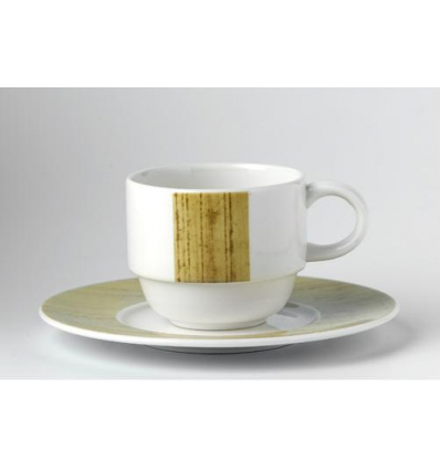 Glubel Tasse Kaffee/Milch 14 cl weiß mit gestreiftem grünem Vertikalstreifen