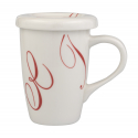 Taza mug con tapa 27 cl decoración swirl rojo