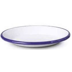 Platillo para aperitivo acero esmaltado vitrificado Blanco con borde Azul "Vintage Blue"". Dimensiones: 12cm. 905612 IBILI (12 u