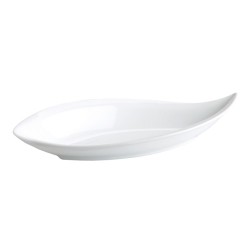 Bandeja forma hoja porcelana Blanco Ming Ventana 20X9X3. B2424R (6 unidades)