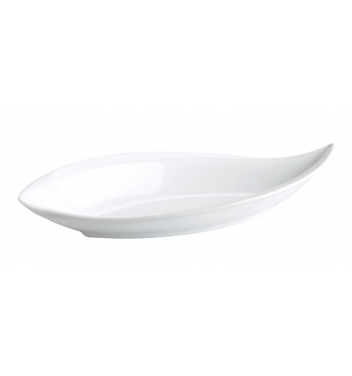 Bandeja forma hoja porcelana Blanco Ming Ventana 20X9X3. B2424R (6 unidades)