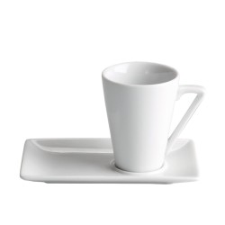 Taza de café moka con plato rectangular Ming Ventana Taza: 5X6.5 CM Plato: 12.5X8X1 CM. B1321 (6 unidades)
