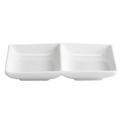 Bandeja doble compartimento porcelana Blanco Ming Compartimentado 16x12x2,5 cm. B1486V (6 unidades)