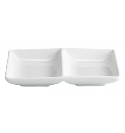 Bandeja doble compartimento porcelana Blanco Ming Compartimentado 16x12x2,5 cm. B1486V (6 unidades)