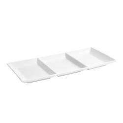 Bandeja triple compartimento porcelana Blanco Ming Compartimentado 32x15x2 cm. B1920 (6 unidades)