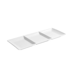 Bandeja triple compartimento porcelana Blanco Ming Compartimentado 30x12x2 cm. B1921 (6 unidades)