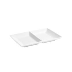 Bandeja doble compartimento porcelana Blanco Ming Compartimentado 20x13x2 cm. B1922 (6 unidades)