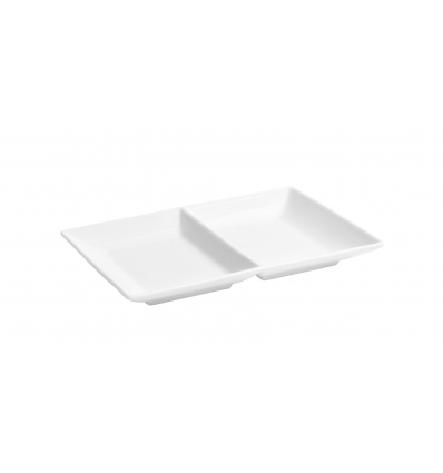 Bandeja doble compartimento porcelana Blanco Ming Compartimentado 20x13x2 cm. B1922 (6 unidades)