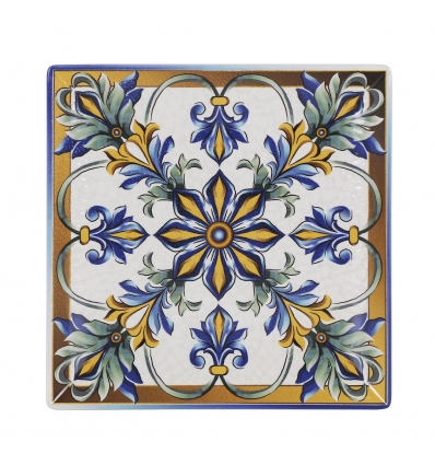 Plato llano cuadrado decorado Bizancio Ming II 26.5x26.5x2.5 cm. B2765Y1 (6 unidades)