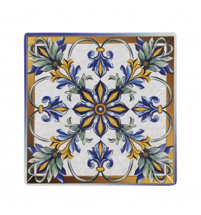 Plato llano cuadrado decorado Bizancio Ming II 24x24x2 cm. B2974Y1 (6 unidades)