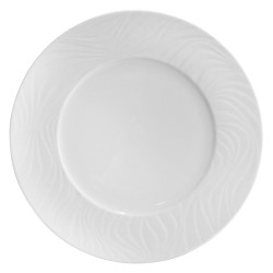 Plato llano porcelana Blanco con borde relieve Waves 28 cm. B227 (12 unidades)