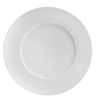 Plato llano porcelana Blanco con borde relieve Waves 28 cm. B227 (12 unidades)