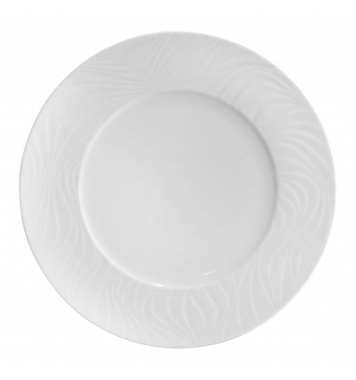 Plato llano porcelana Blanco con borde relieve Waves 25 cm. B228 (12 unidades)