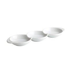 Bandeja triple compartimento redondo porcelana Blanco Ming Compartimentado 29x9x2.5 cm. B2703 (6 unidades)