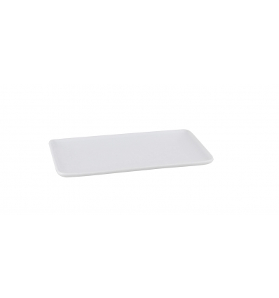 Flaches rechteckiges Tablett weißes Porzellan Hyatt Ming Fenster 20x11x1.5 cm. B3331V (24 Einheiten)