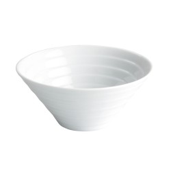 Bol cónico estriado apilable de porcelana Blanco Mía Ø 14.5X6.5 CM. 32 CL. B2340R (48 unidades)