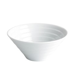 Bol cónico estriado apilable de porcelana Blanco Mía Ø 8.5X4 CM. 7.5 CL. B2341R (48 unidades)