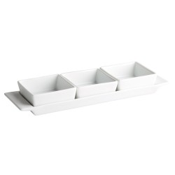 Boles con bandeja bandeja (3 boles). Bandeja: 30X9X2 CM. Bol: 8X8X3.5CM. B2359 (24 unidades)
