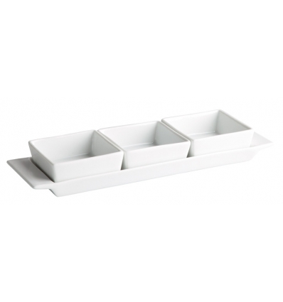 Boles con bandeja bandeja (3 boles). Bandeja: 30X9X2 CM. Bol: 8X8X3.5CM. B2359 (24 unidades)